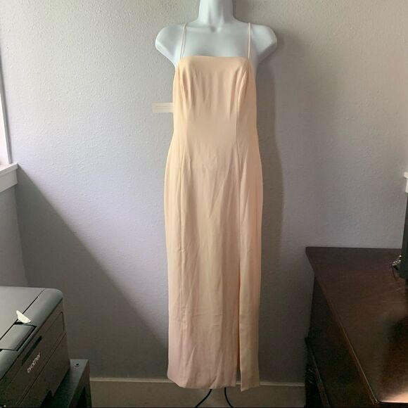 Fame and Partners Minimalist Shift Dress in Light Nude - Picture 3 of 8